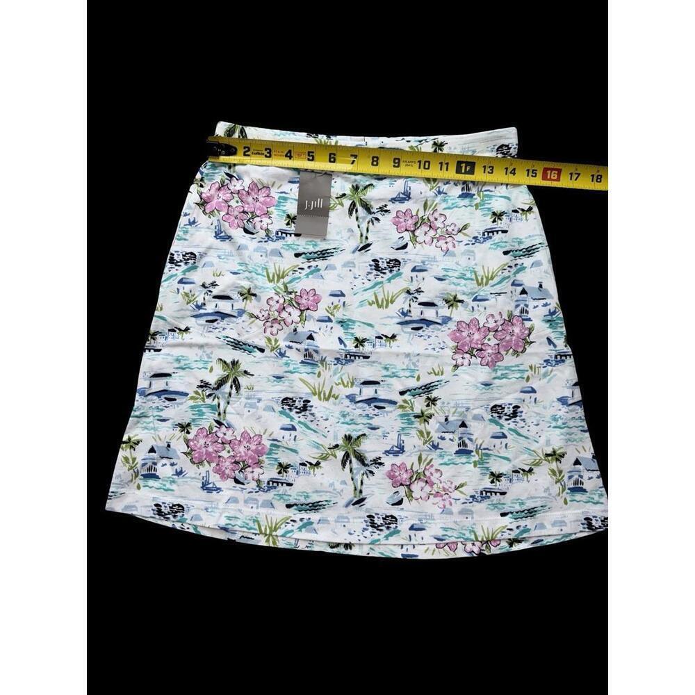 NWT J Jill Sz XSPTropical Toile Print Easy Knit Skirt Pockets Sea Palm Tree SOFT - Picture 4 of 6